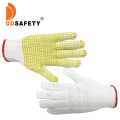 Yellow Cotton /Polyester Knit Knitted Garden Work Gloves with PVC Dots, Gripper DOT Gloves